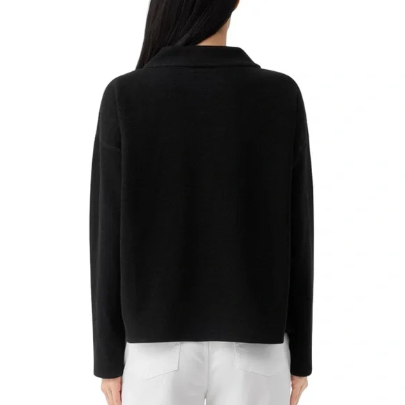 Eileen Fisher Doubleknit Organic Cotton Reversible Mock Neck Top - Picture 2 of 13